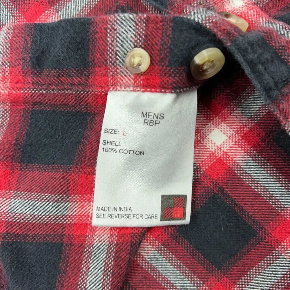 Woolrich Shirt Mens Large Red Plaid Flannel Long Sleeve Button Camp‎ Cabin Cozy